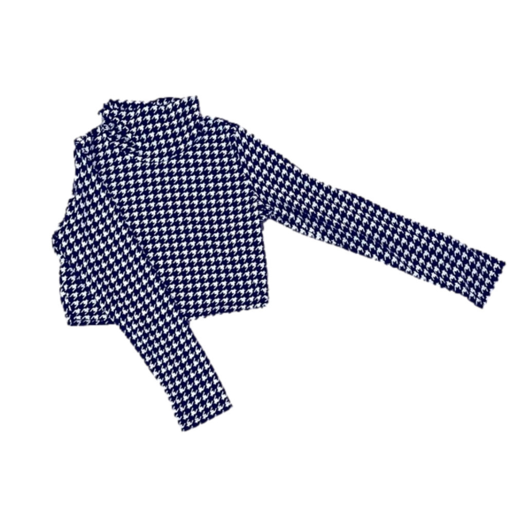 Milkyway USA Brand Size Large Houndstooth Long Sleeve Turtle Neck Crop Top.